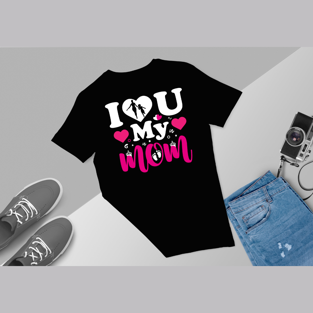 I love u MOM Mother's Day t-shirt Mama t-shirt Mom t-shirt design preview image.