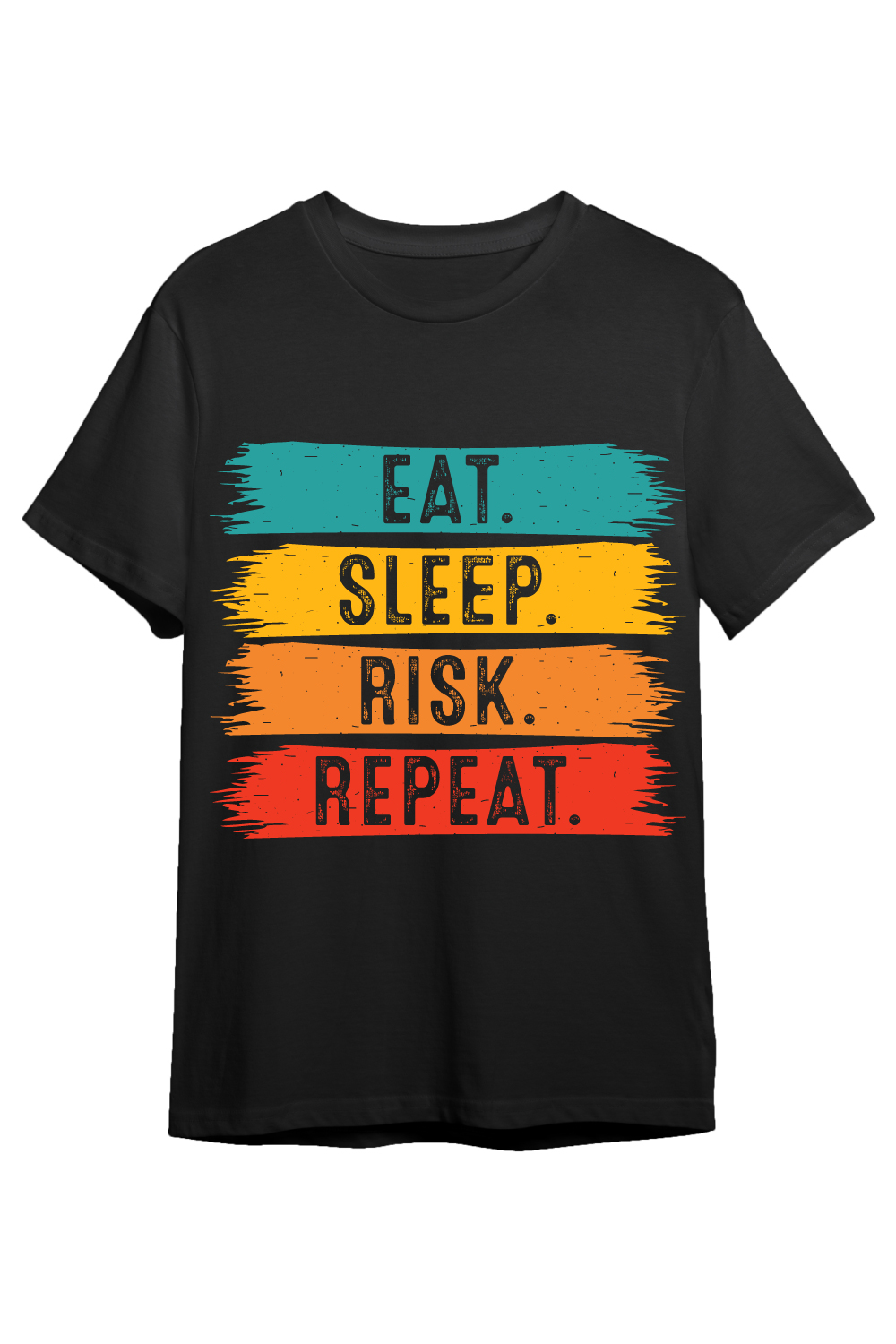 Eat Sleep risk Repeat typography indoor game design for t-shirts, cards, frame artwork, phone cases, bags, mugs, stickers, tumblers, print, etc pinterest preview image.