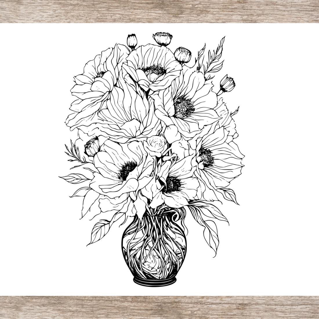 Flower Drawing Floral Coloring Pages Bundle For Adults coloring books (SVG and PNG) preview image.