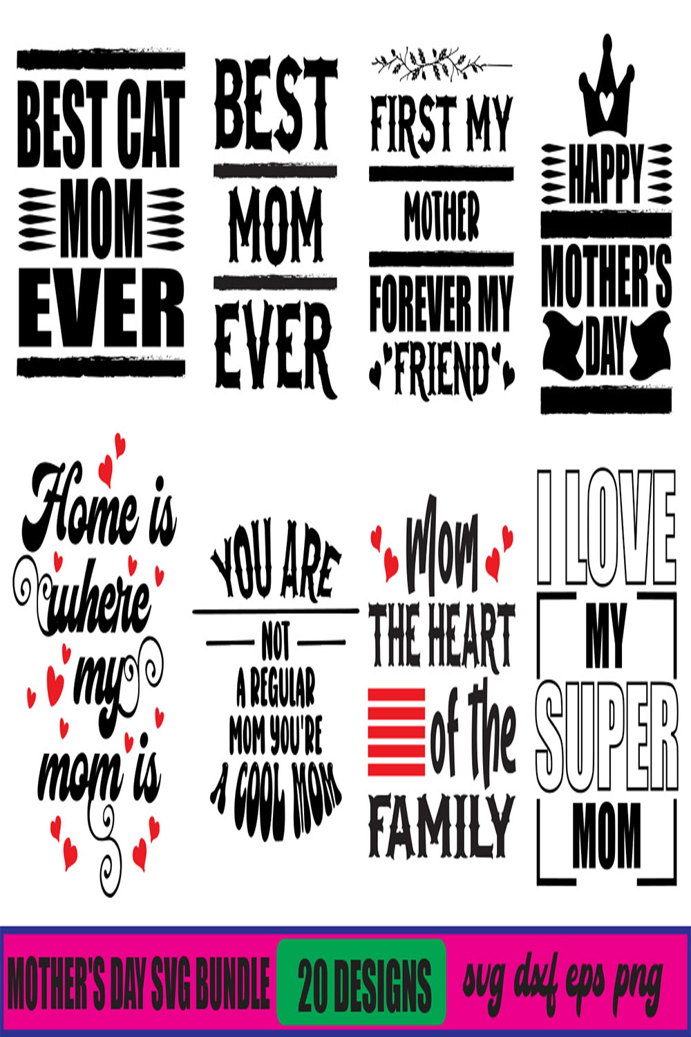 20 Mother's Day Svg Bundle pinterest preview image.