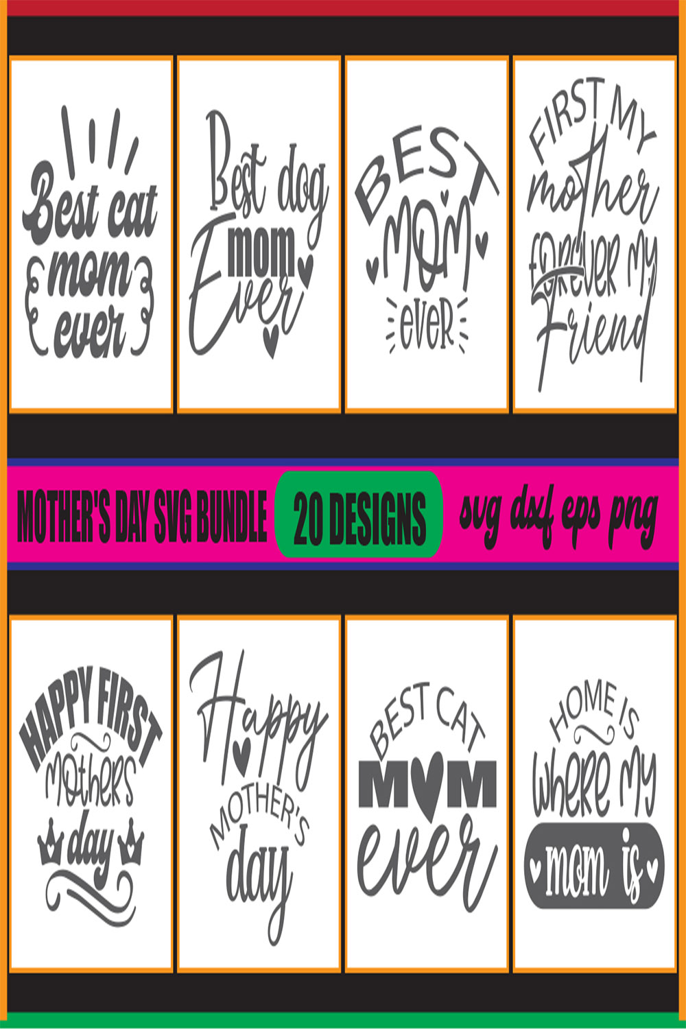 20 Mother's Day Svg Bundle pinterest preview image.