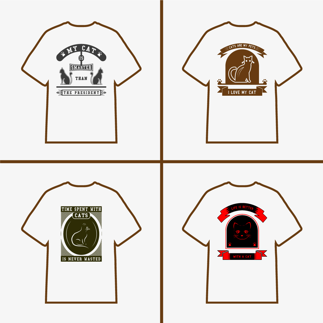 04 Cat T-shirt designs preview image.