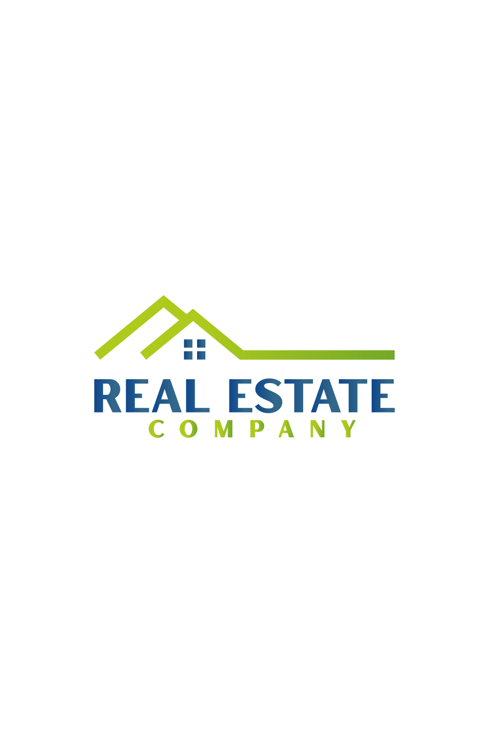 Real estate logo with green, dark blue color pinterest preview image.