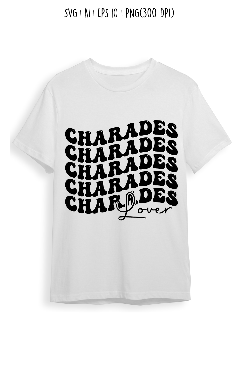 Charades lover typography design for t-shirts, cards, frame artwork, phone cases, bags, mugs, stickers, tumblers, print, etc pinterest preview image.