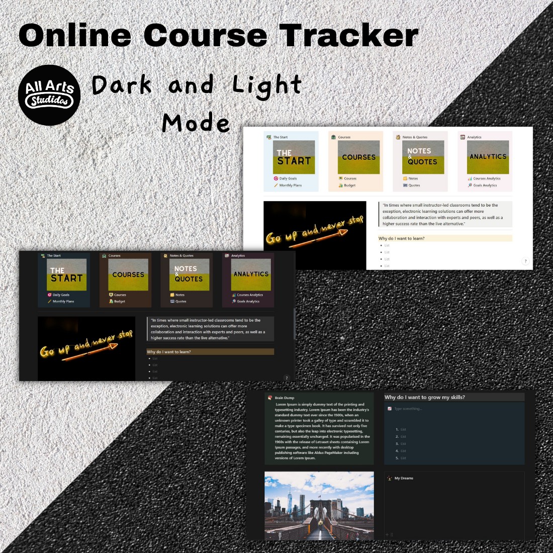 Notion Template Online Course Tracker preview image.