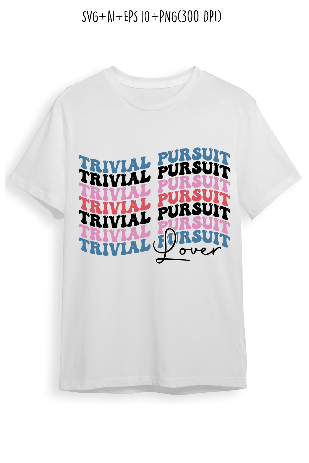 Trivial pursuit lover indoor game retro typography design for t-shirts, cards, frame artwork, phone cases, bags, mugs, stickers, tumblers, print, etc pinterest preview image.
