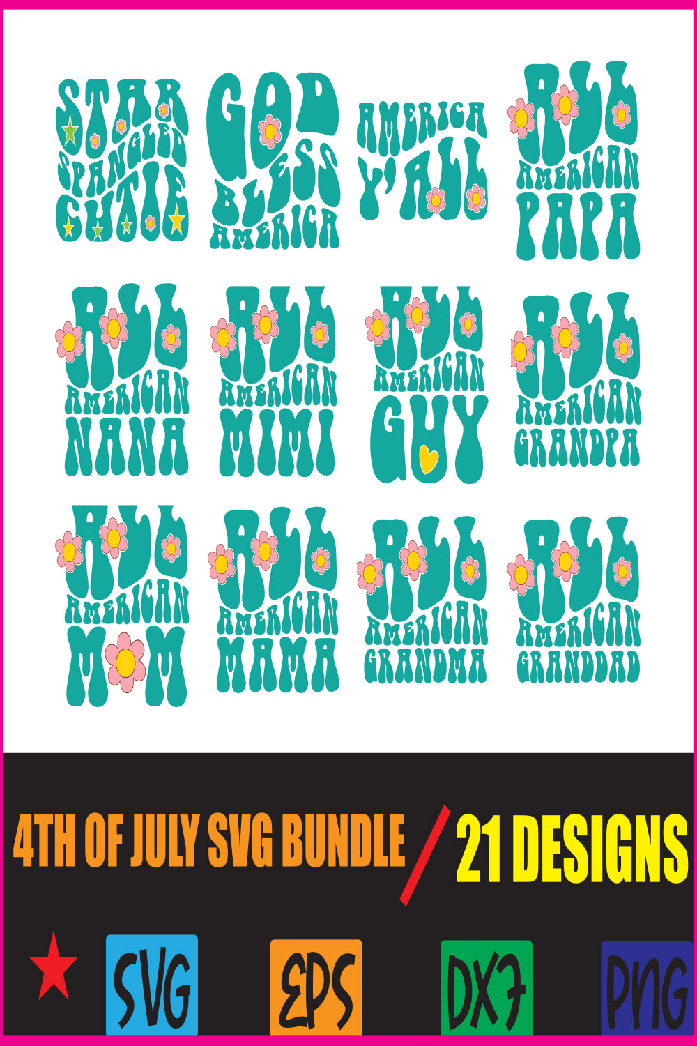 4th of July Svg Bundle pinterest preview image.