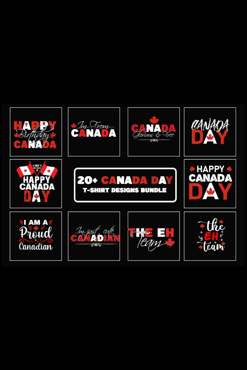 Canada Day T-Shirt Designs Bundle Bundle pinterest preview image.