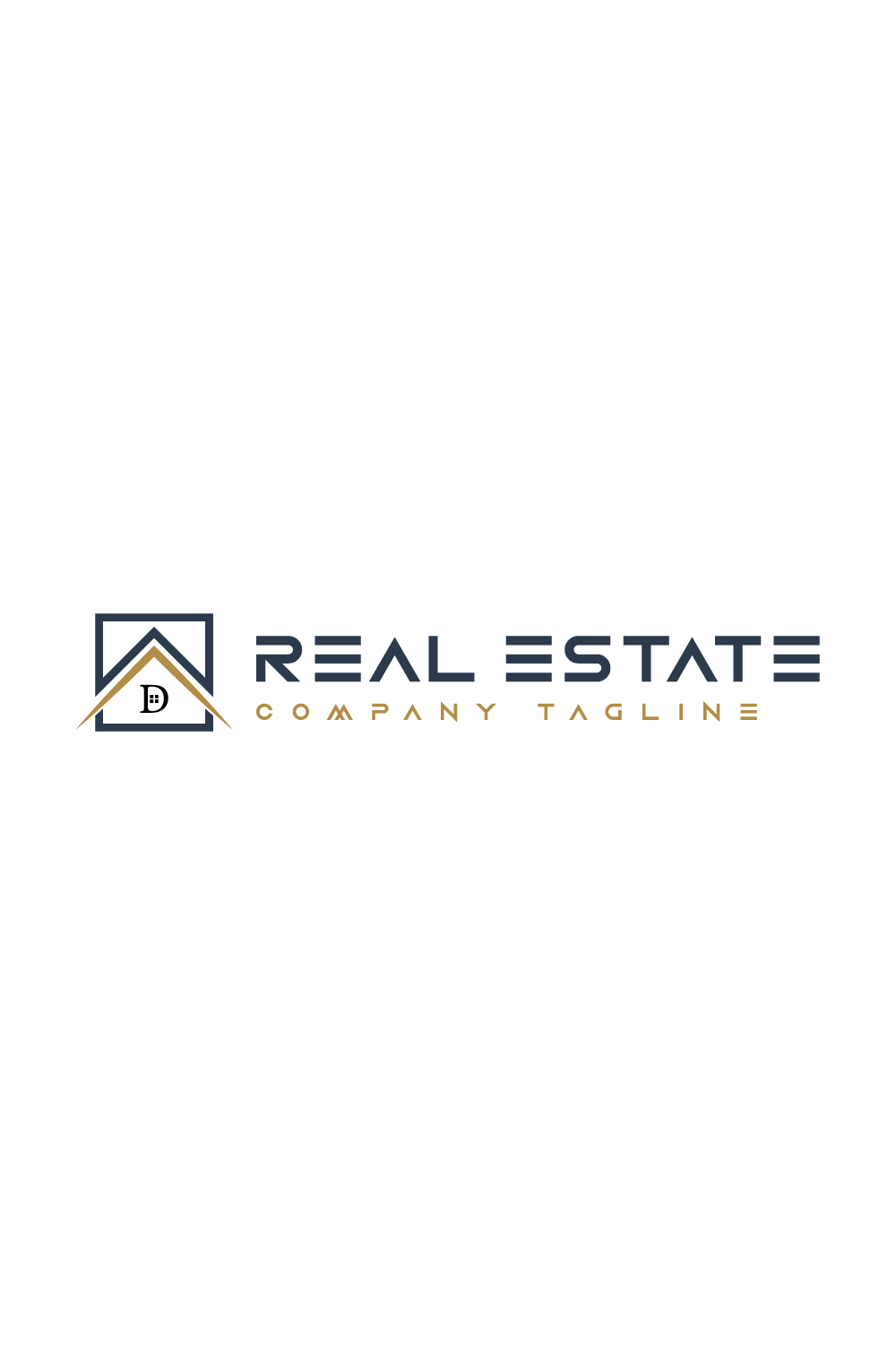 Real estate logo with golden, dark blue color and C pinterest preview image.