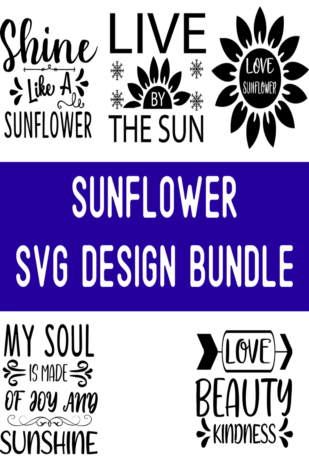 sunflower SVG Design Bundle pinterest preview image.
