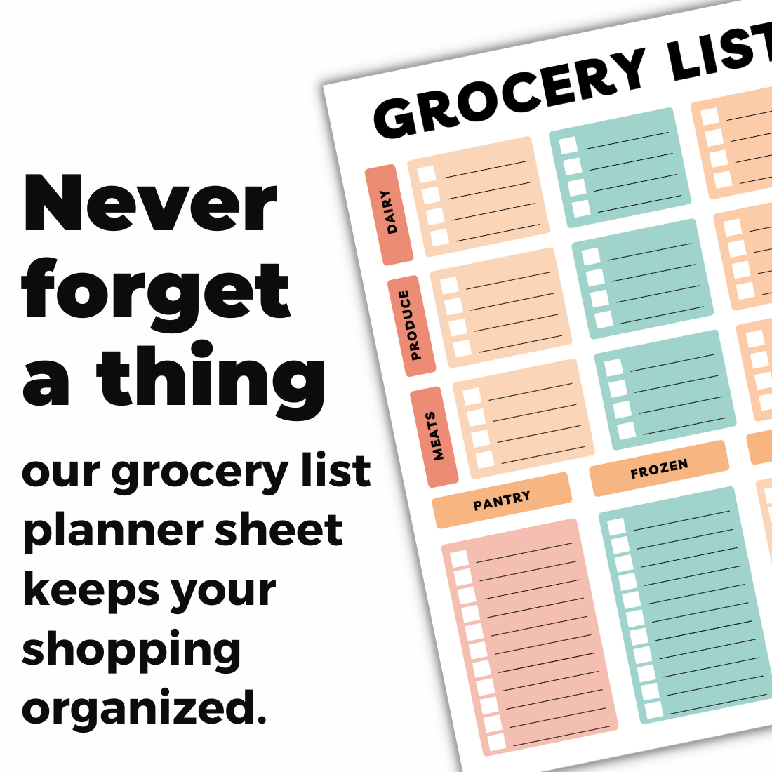 Elegant and Colorful Grocery List Planner preview image.