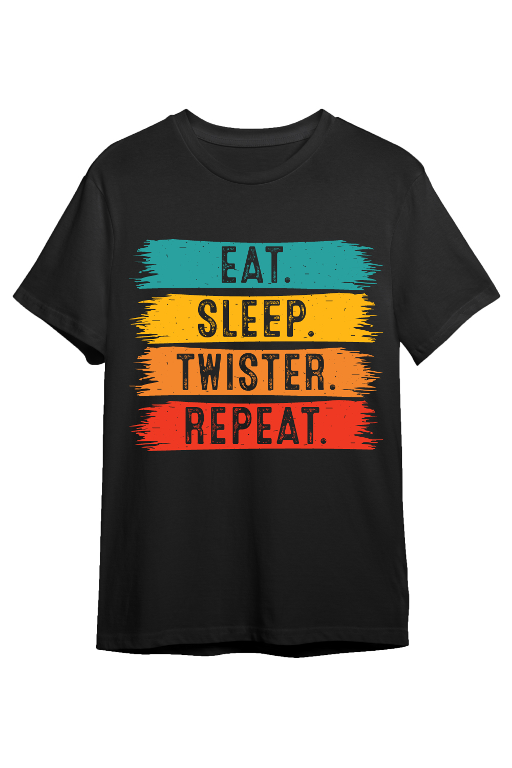 Eat Sleep Twister Repeat typography indoor game design for t-shirts, cards, frame artwork, phone cases, bags, mugs, stickers, tumblers, print, etc pinterest preview image.