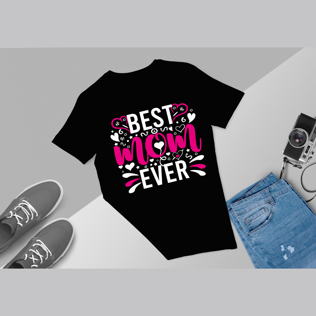 Best mom ever- Mother's Day t-shirt Mom T-Shirt Design preview image.