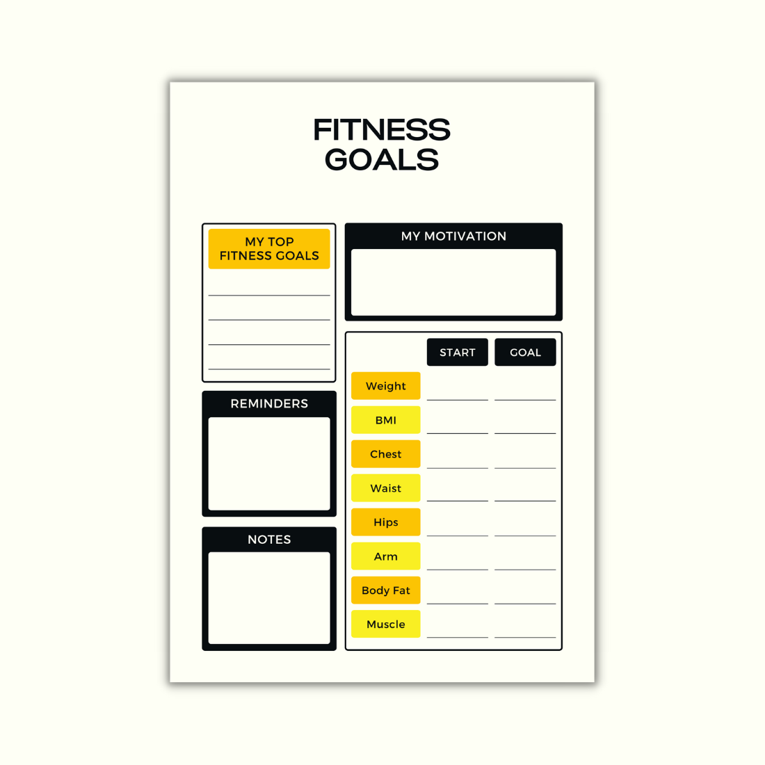 Minimalist Fitness Planner Canva Template preview image.