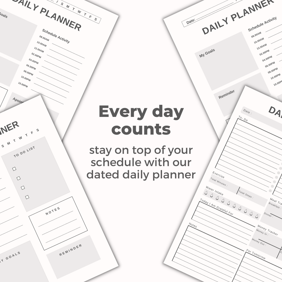 4 Minimalist Dated Personal Daily Planners preview image.