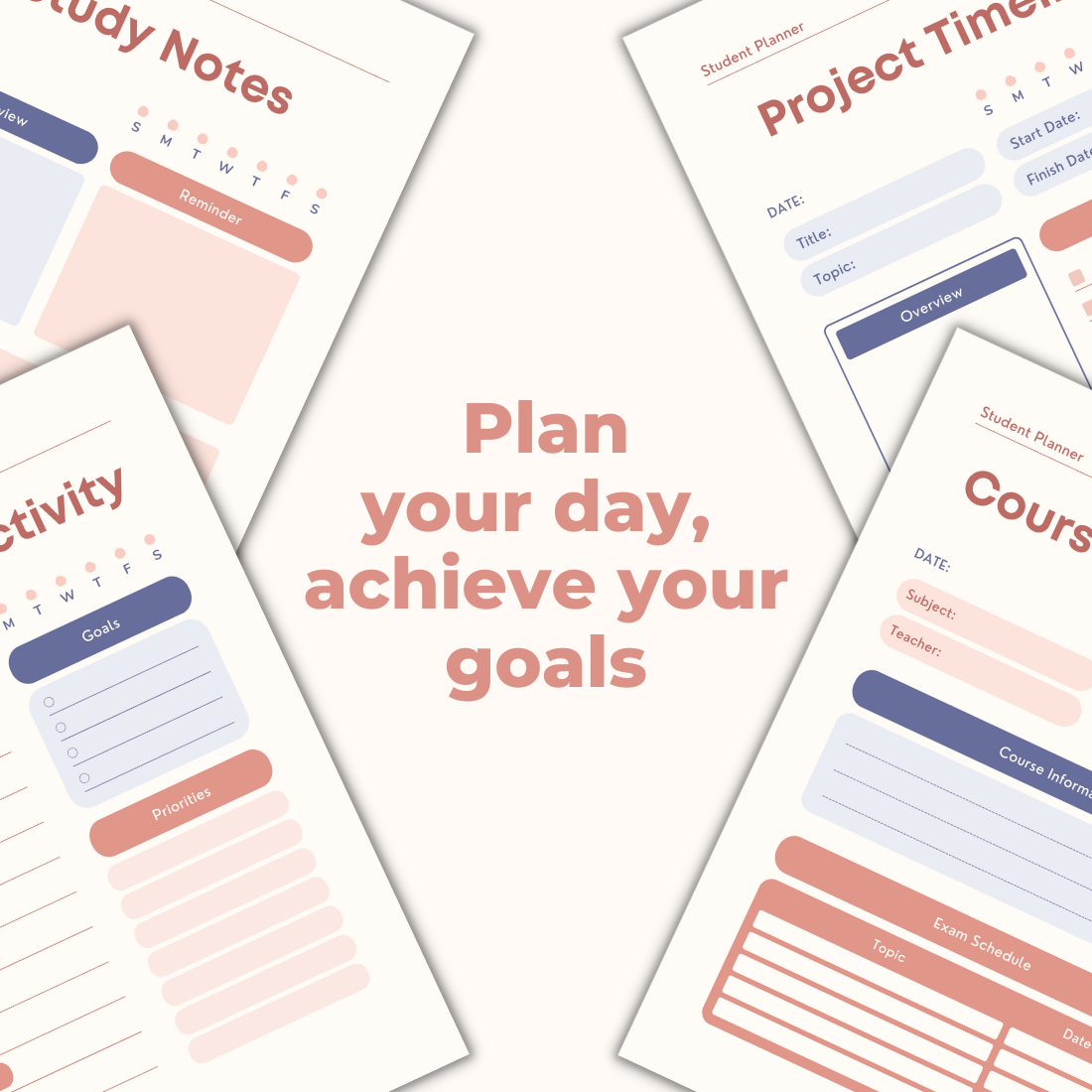 Modern Daily Student Productivity Planner Template preview image.