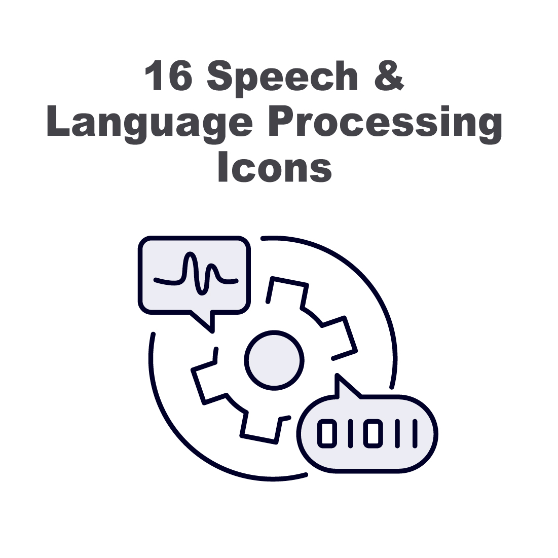 Speech & Language Processing Iconography: Vector Icons for Dialog Systems and Language Processing Editable Stroke and Colors preview image.