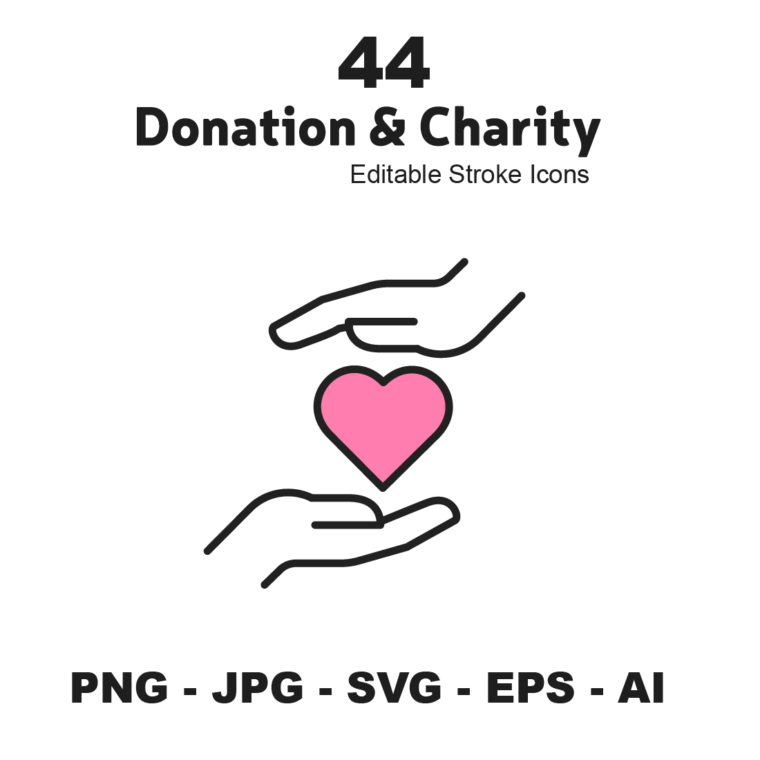 Charity and Donations Ultra Crisp Vector Line Icons Giving and Philanthropy, Non-Profit, and Charity Icon Collection, Humanitarian Aid Icon Pack, Charitable Giving and Fundraising Vector line icons with editable stroke cover image.