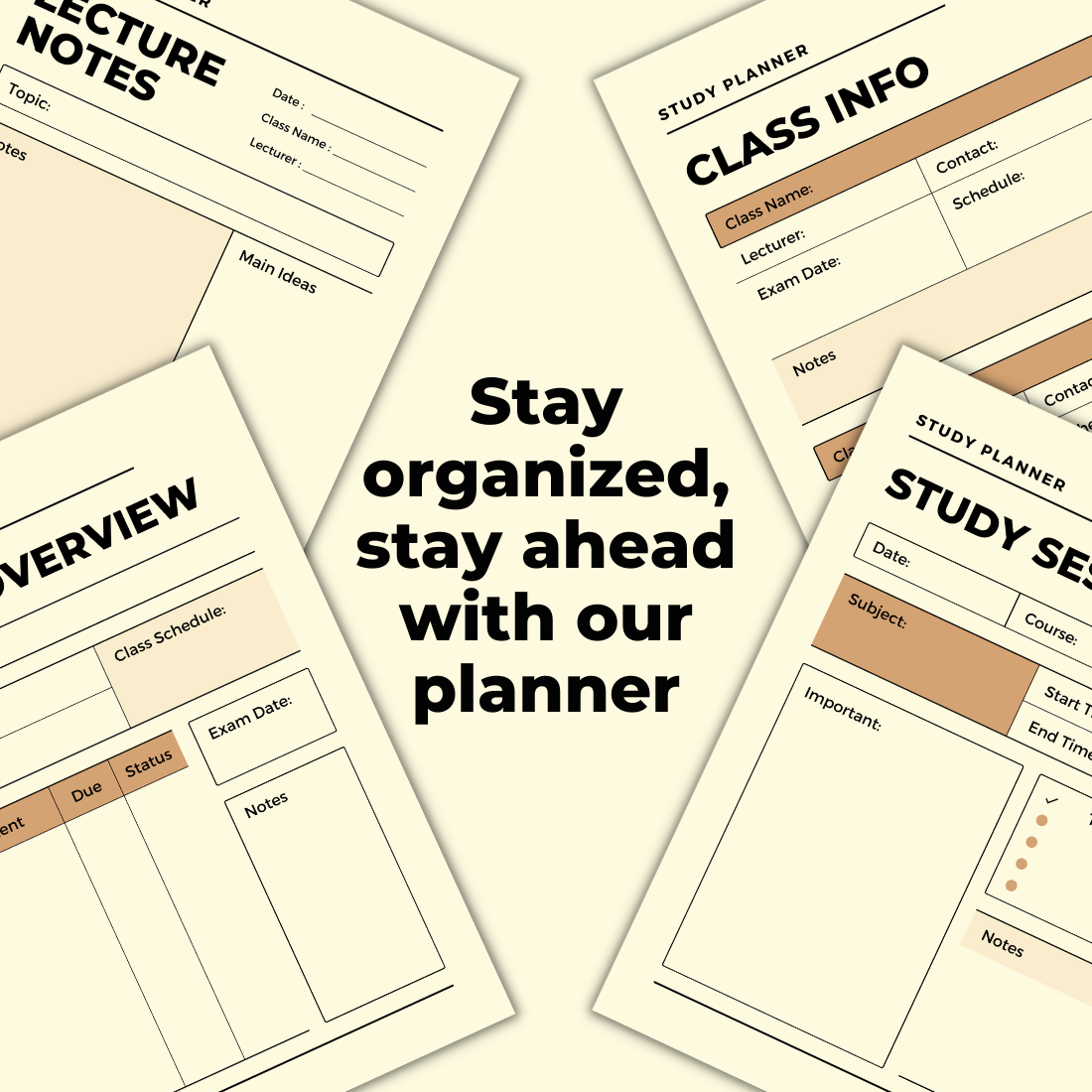 Study Class Overview Planner Canva Template preview image.