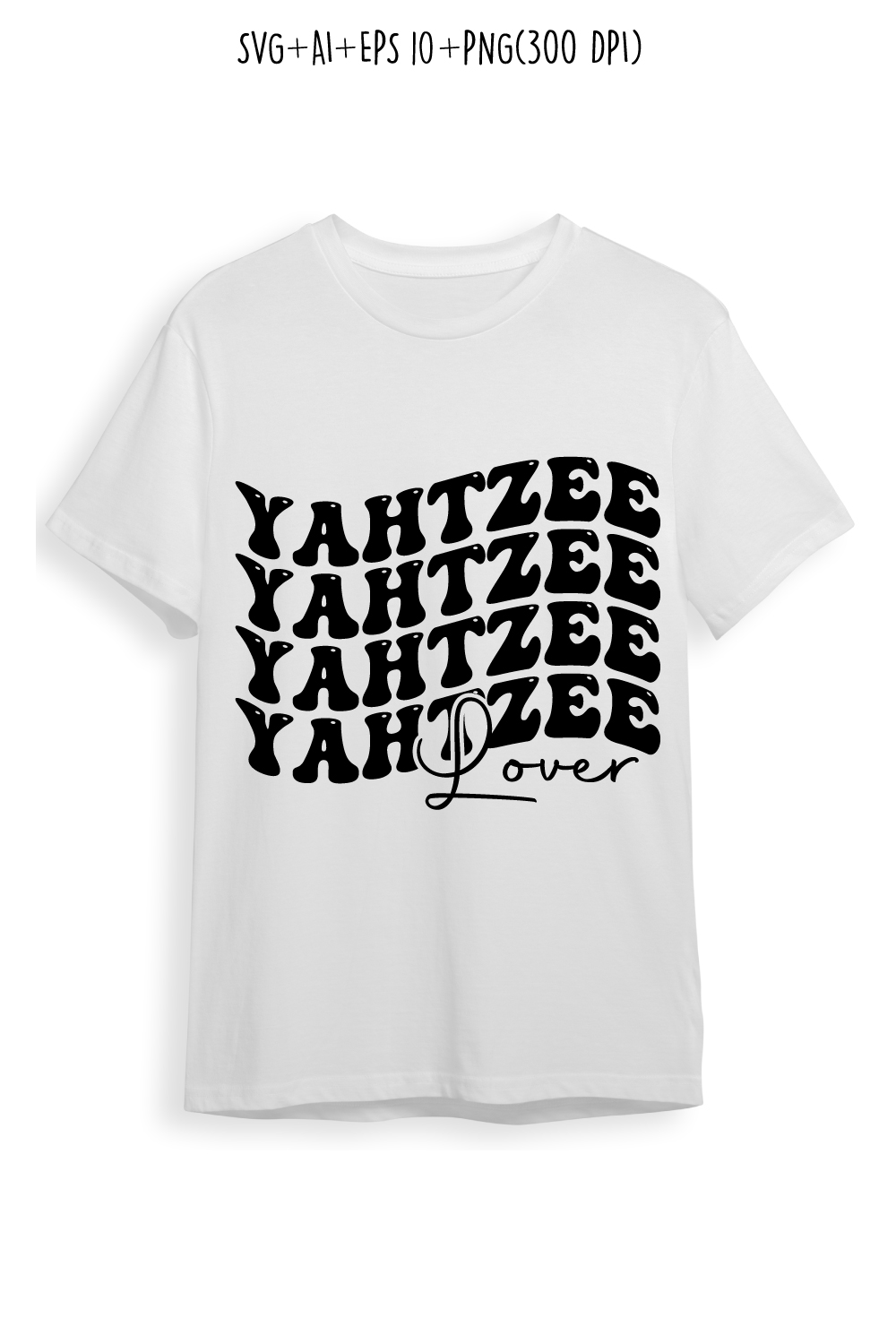 Yahtzee lover typography indoor game design for t-shirts, cards, frame artwork, phone cases, bags, mugs, stickers, tumblers, print, etc pinterest preview image.