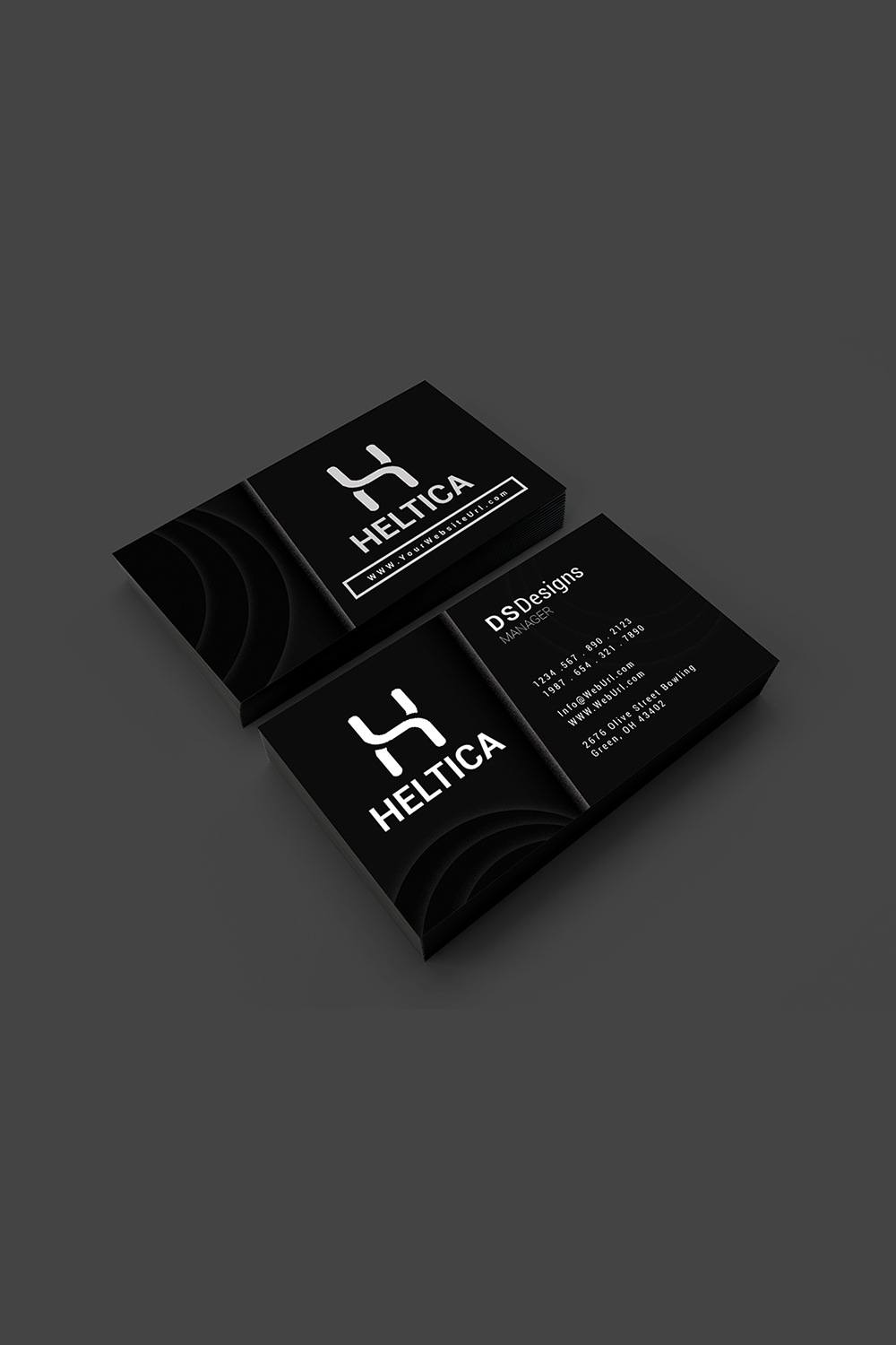 Modern Luxury black business card design pinterest preview image.