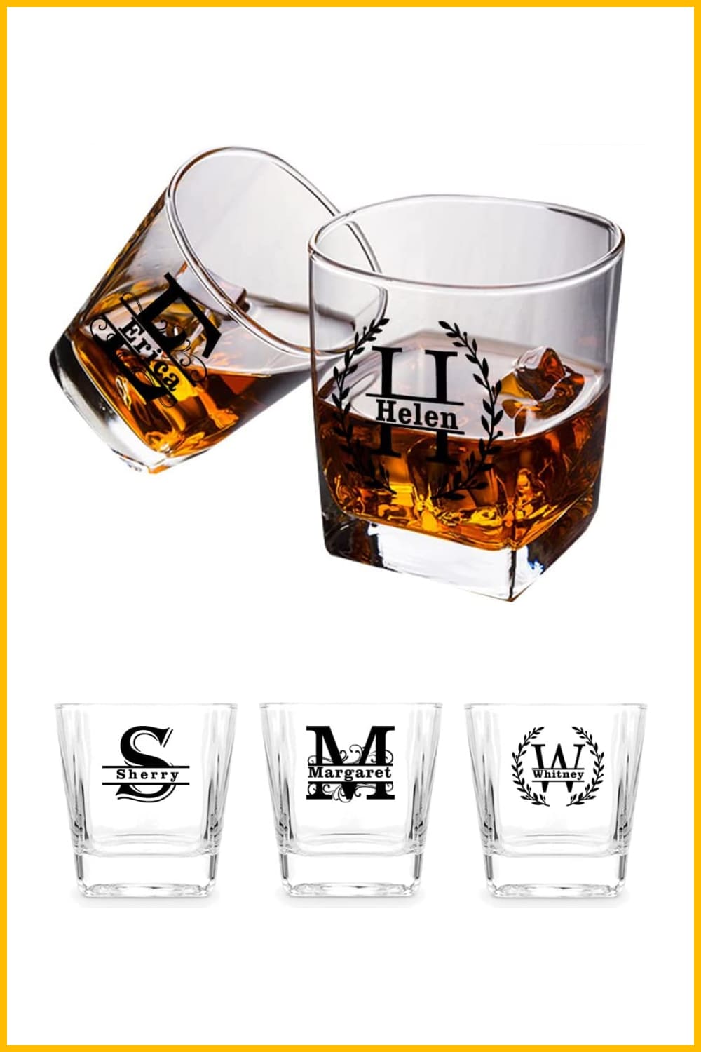 Personalized Whiskey Decanter Glasses.