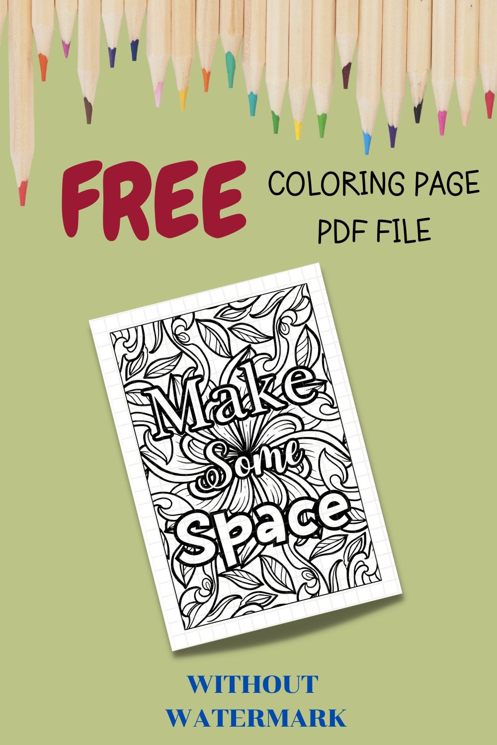 FREE MOTIVATION QUOTE COLORING PAGE pinterest preview image.