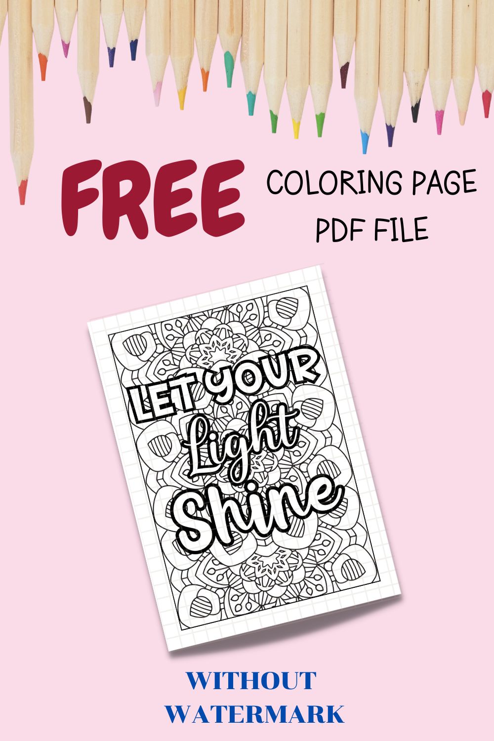 FREE MOTIVATION QUOTE COLORING PAGE pinterest preview image.