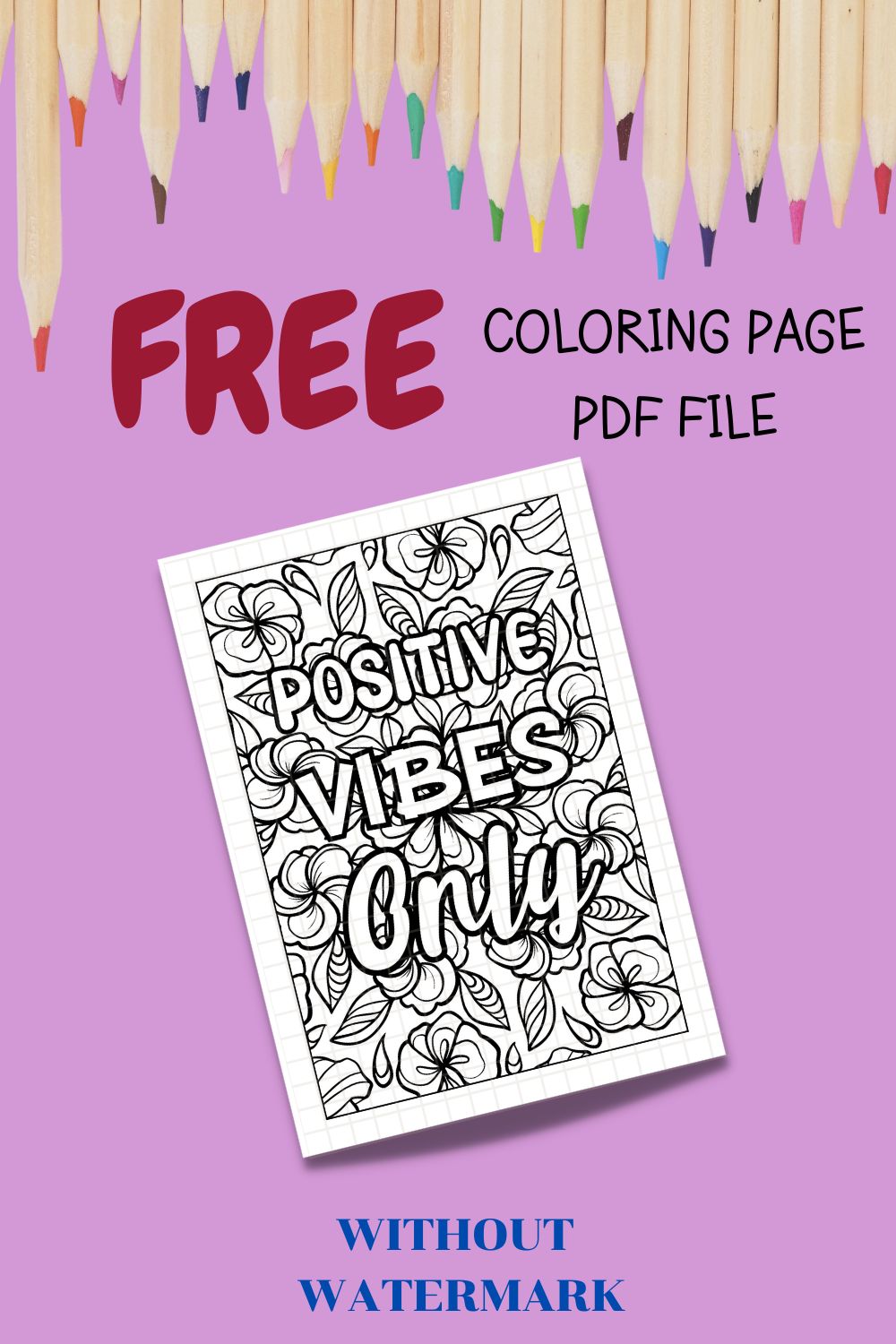 FREE MOTIVATION QUOTE COLORING PAGE pinterest preview image.