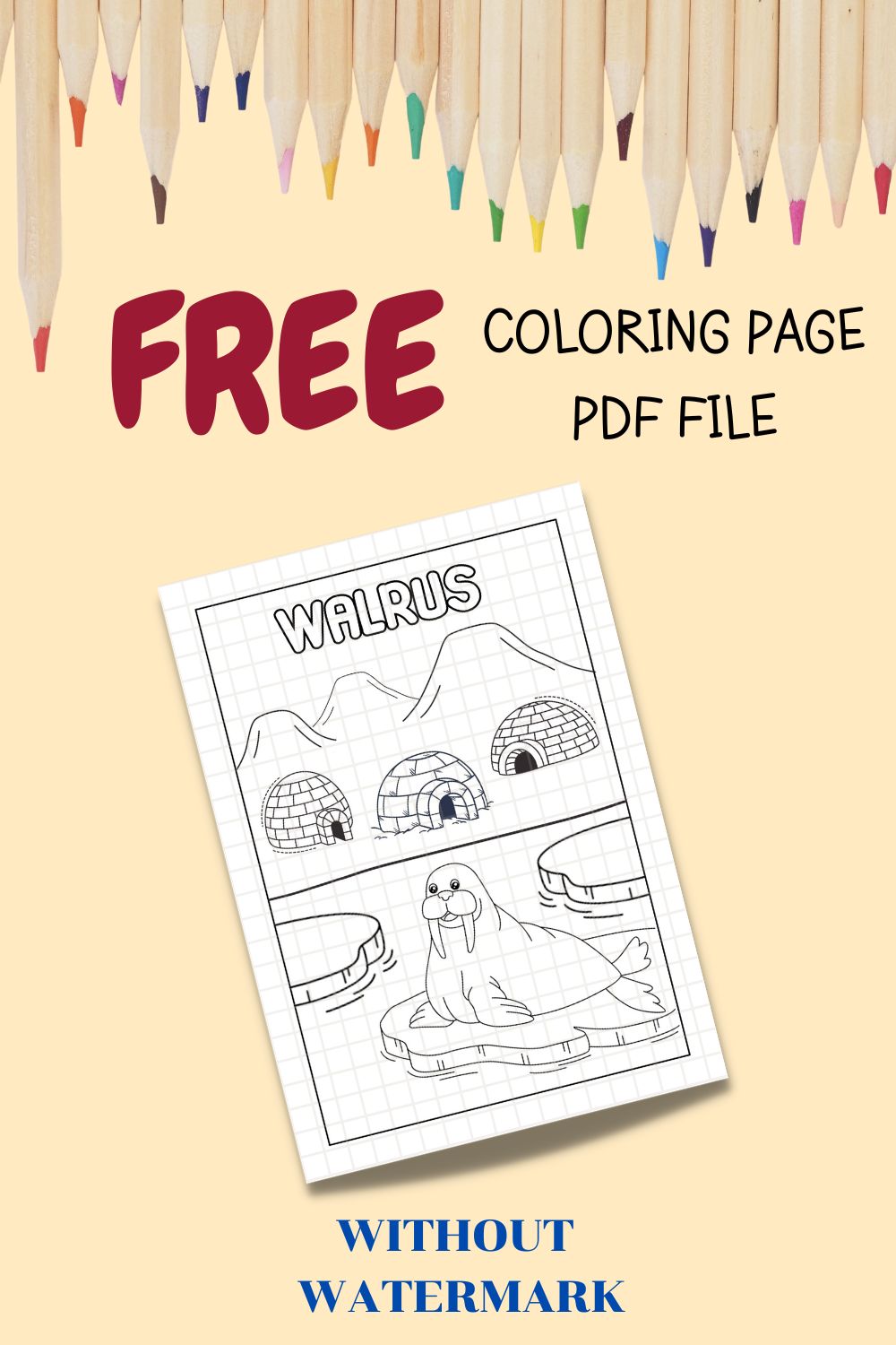 FREE ANIMAL COLORING PAGE pinterest preview image.