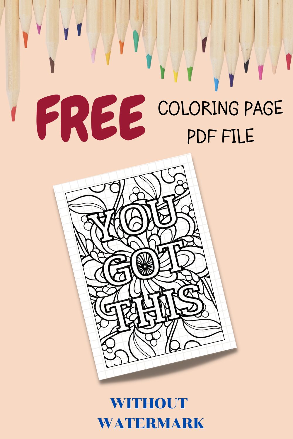 FREE MOTIVATION QUOTE COLORING PAGE pinterest preview image.