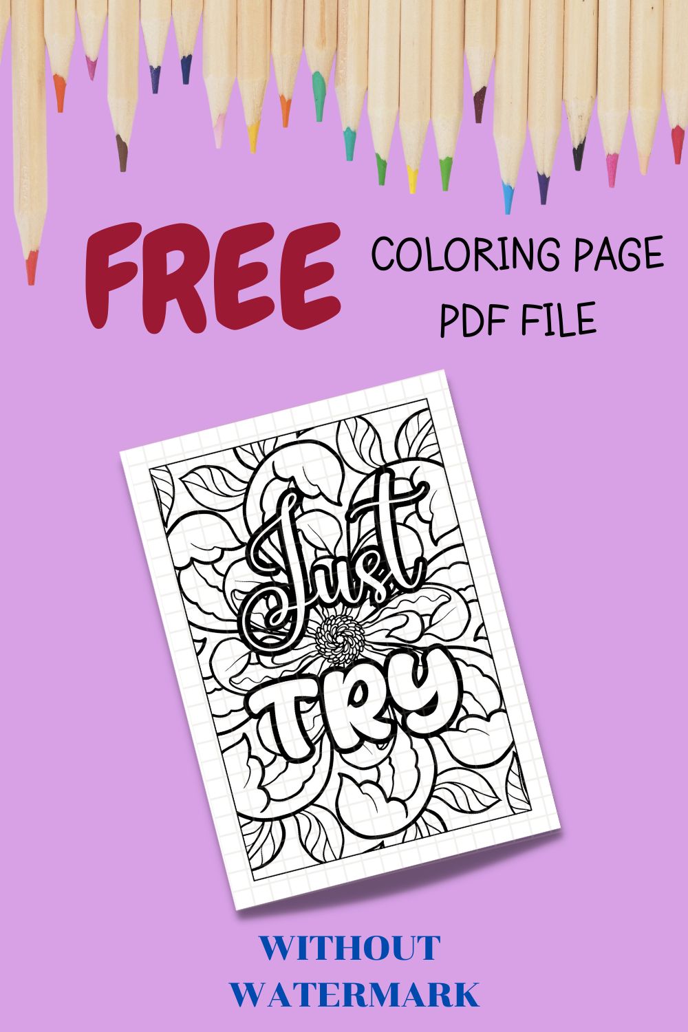 FREE MOTIVATION QUOTE COLORING PAGE pinterest preview image.