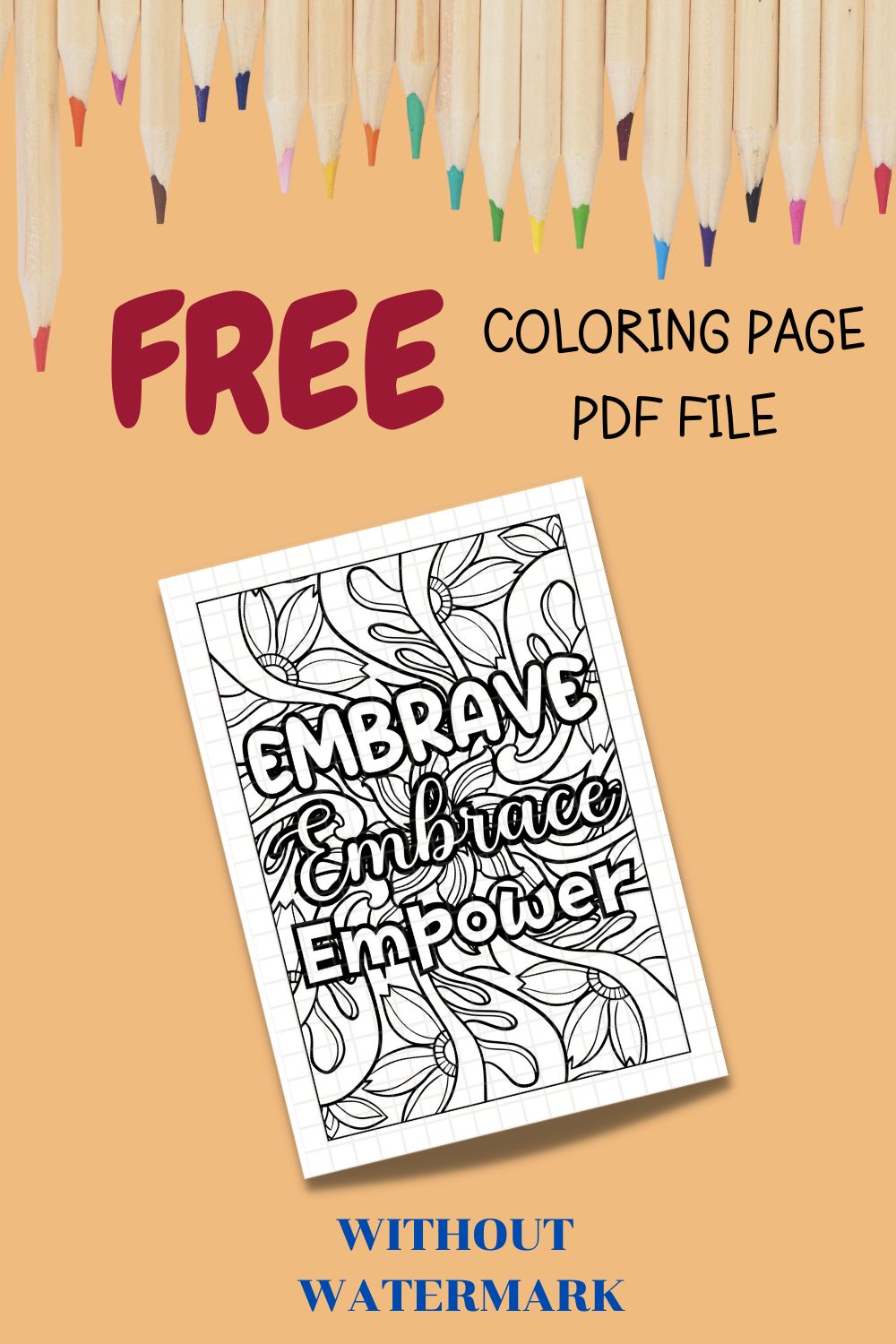 FREE MOTIVATION QUOTE COLORING PAGE pinterest preview image.