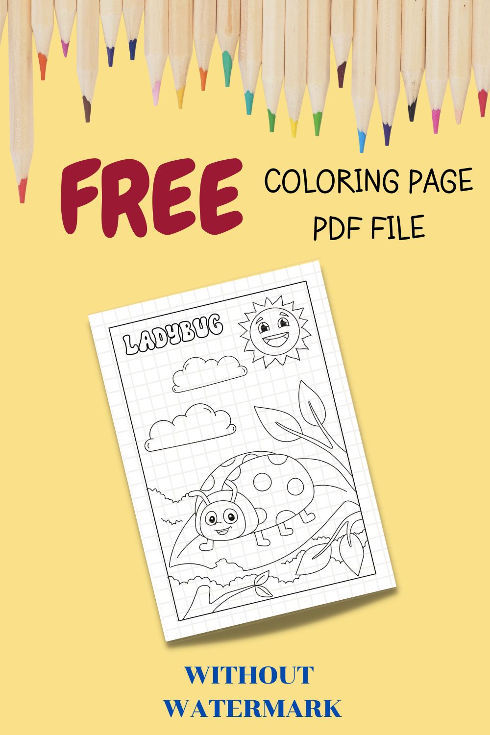 FREE LADYBUG COLORING PAGE pinterest preview image.