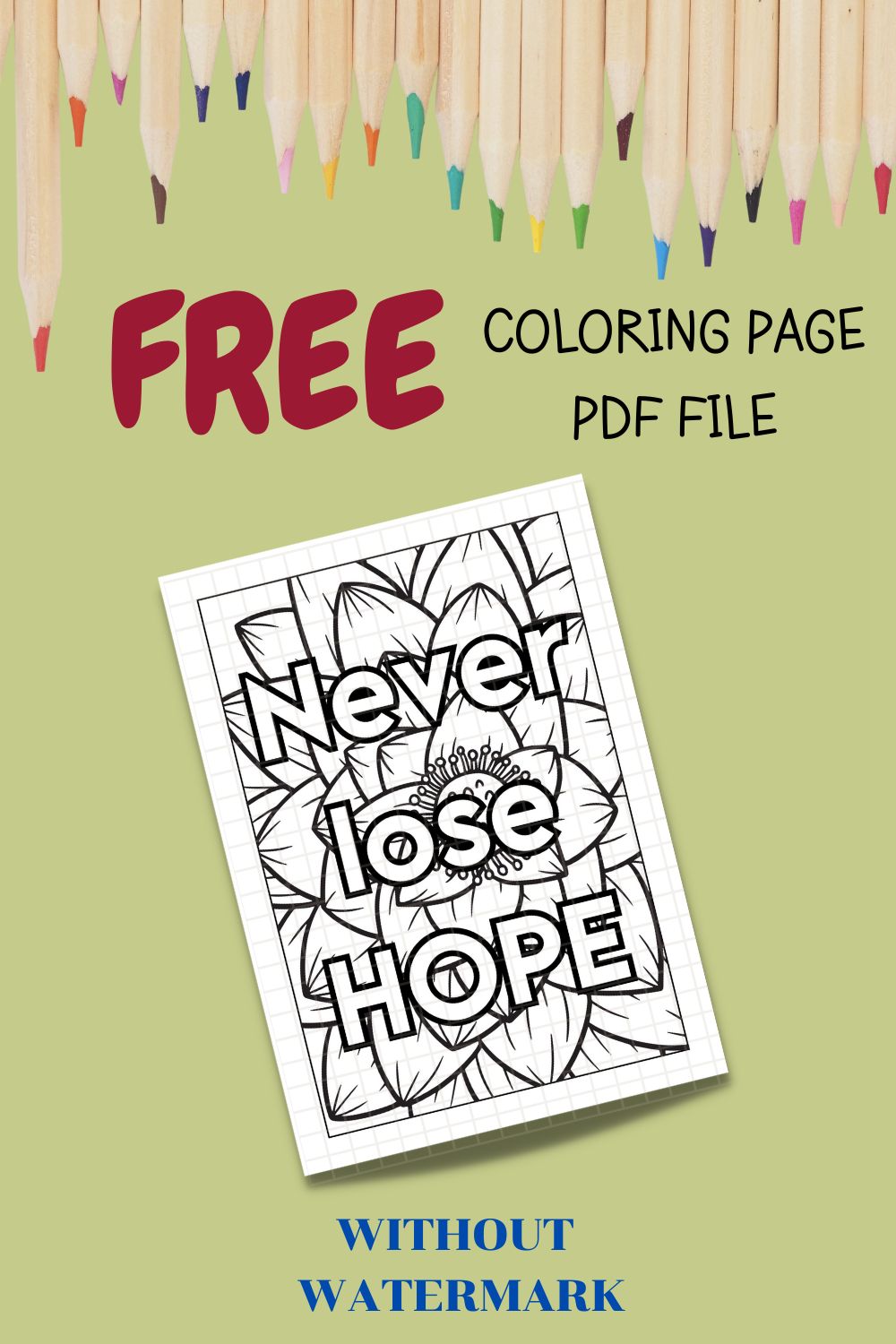 FREE MOTIVATION QUOTE COLORING PAGE pinterest preview image.