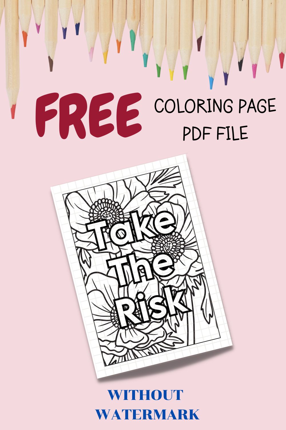 FREE MOTIVATION QUOTE COLORING PAGE pinterest preview image.