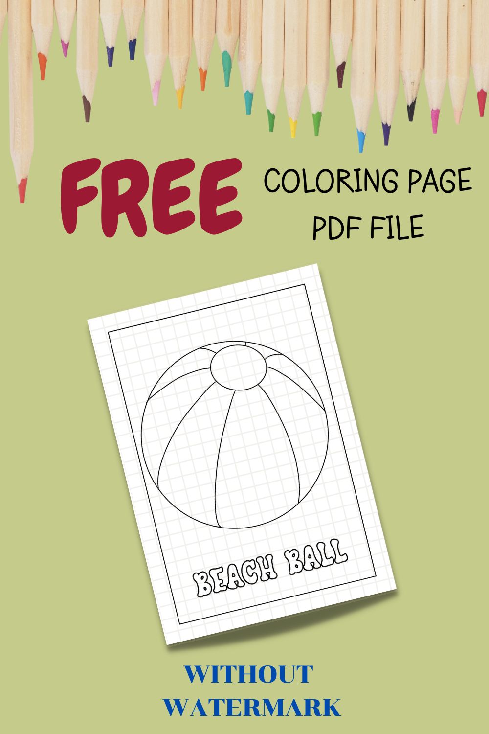 FREE BEACH BALL COLORING PAGE pinterest preview image.