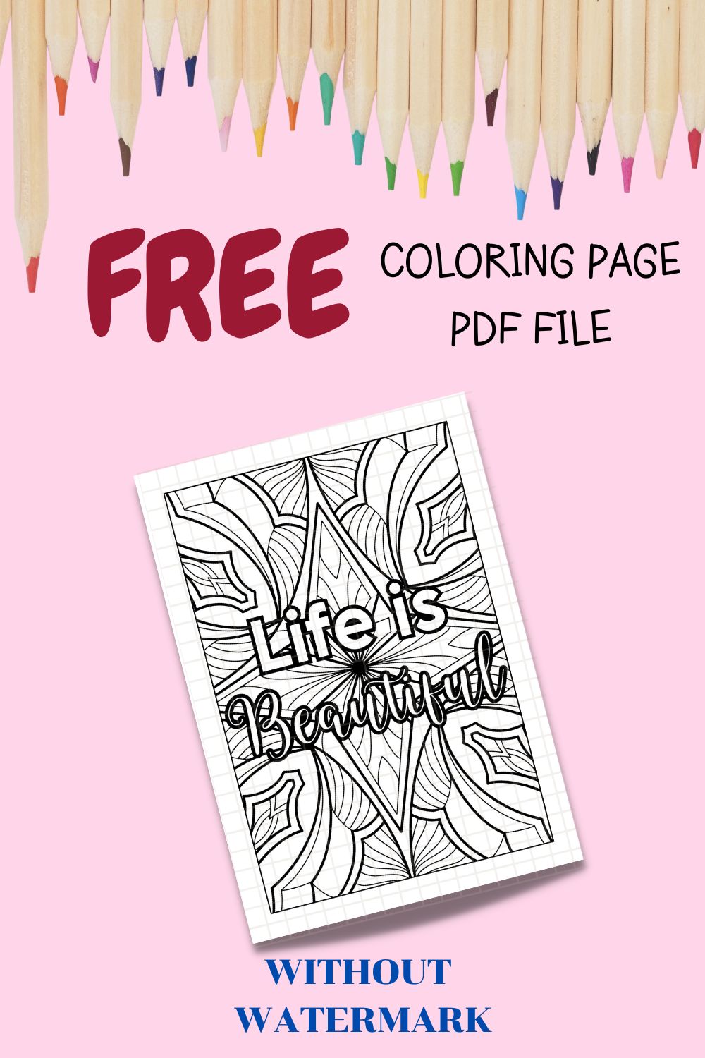 FREE MOTIVATION QUOTE COLORING PAGE pinterest preview image.