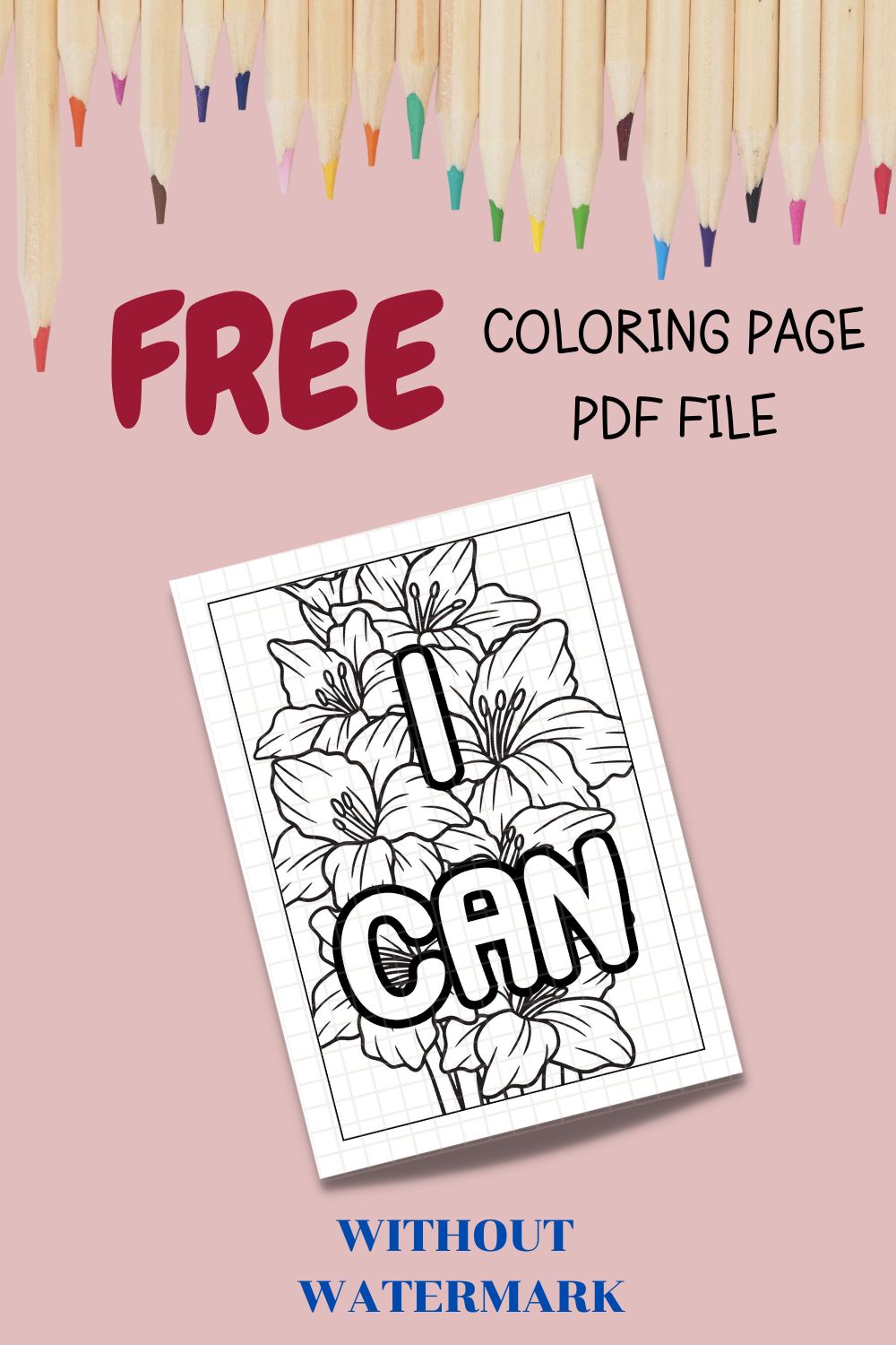 FREE MOTIVATION QUOTE COLORING PAGE pinterest preview image.