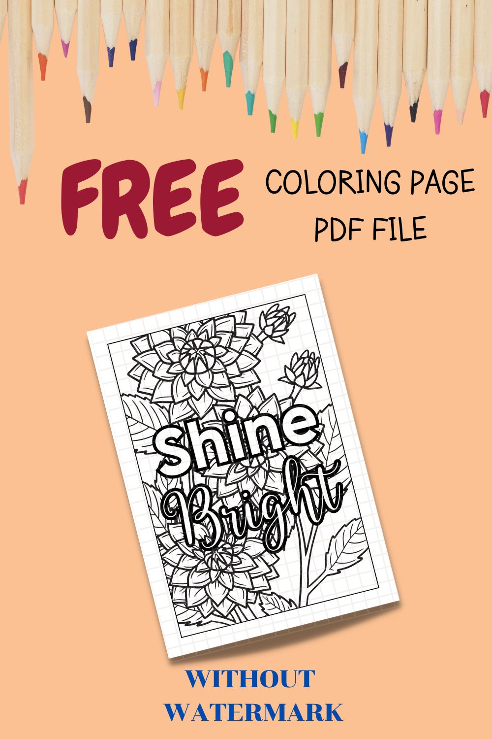 FREE MOTIVATION QUOTE COLORING PAGE pinterest preview image.