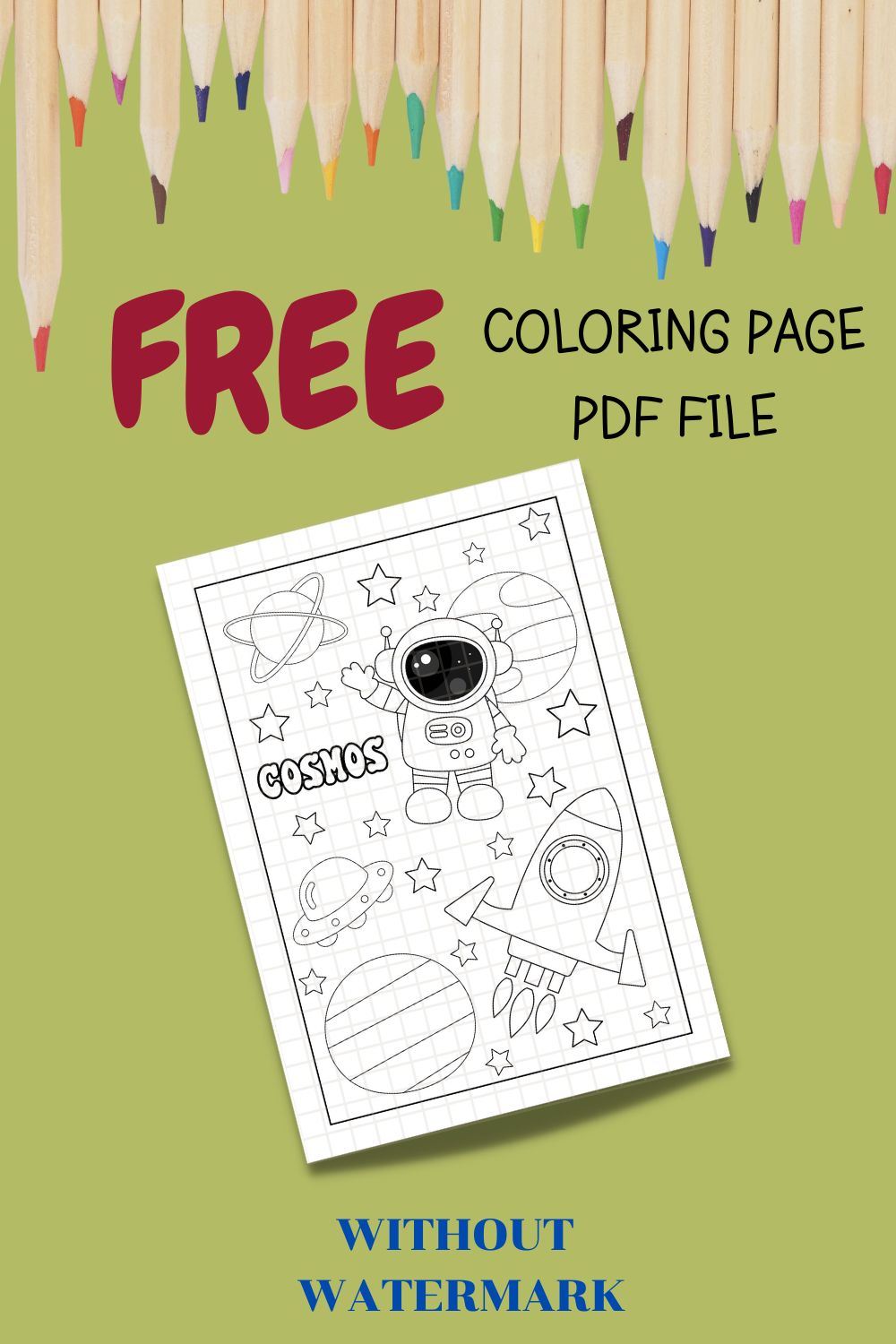 FREE COSMOS COLORING PAGE pinterest preview image.