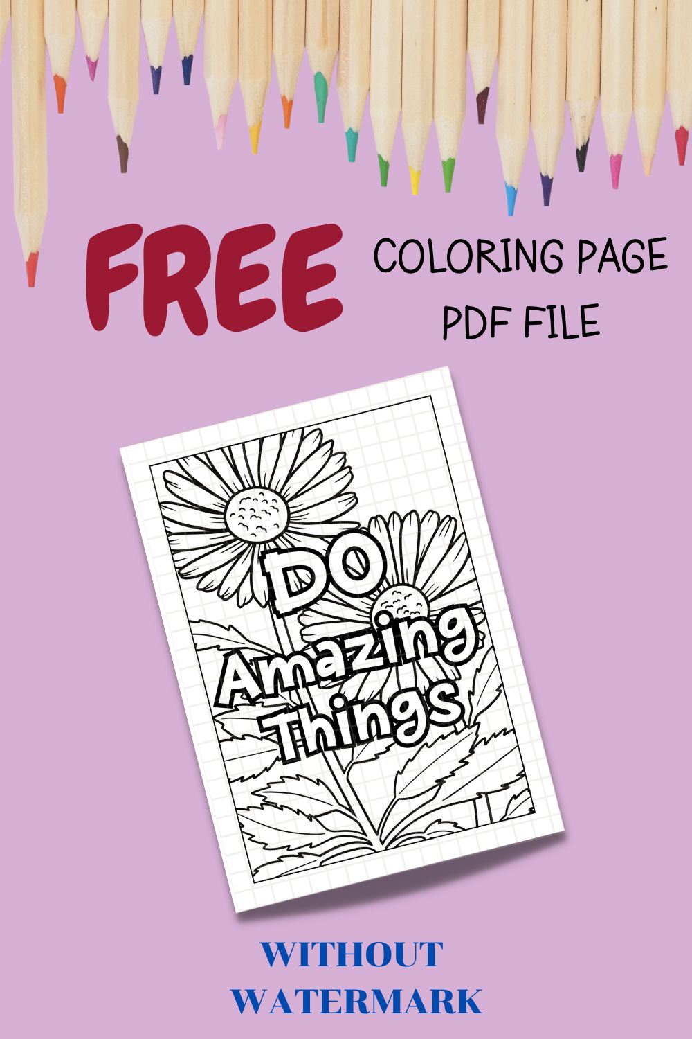 FREE MOTIVATION QUOTE COLORING PAGE pinterest preview image.