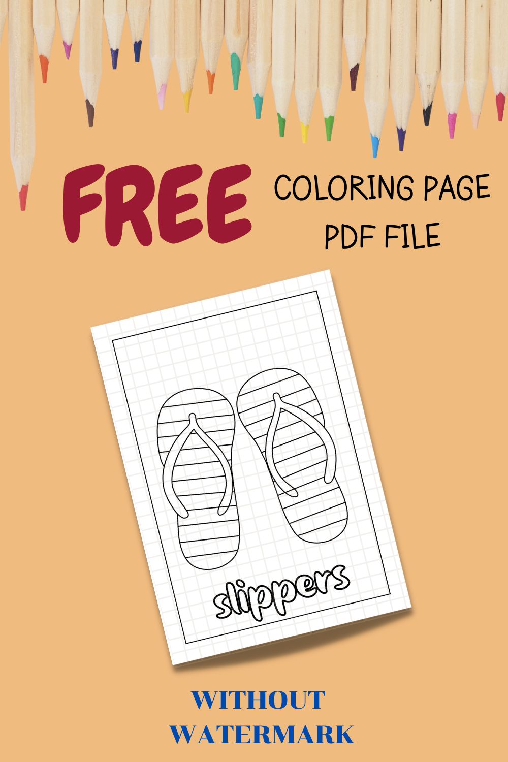 FREE SLIPPERS COLORING PAGE pinterest preview image.