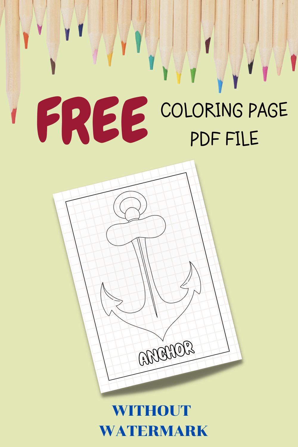 FREE ANCHOR COLORING PAGE pinterest preview image.