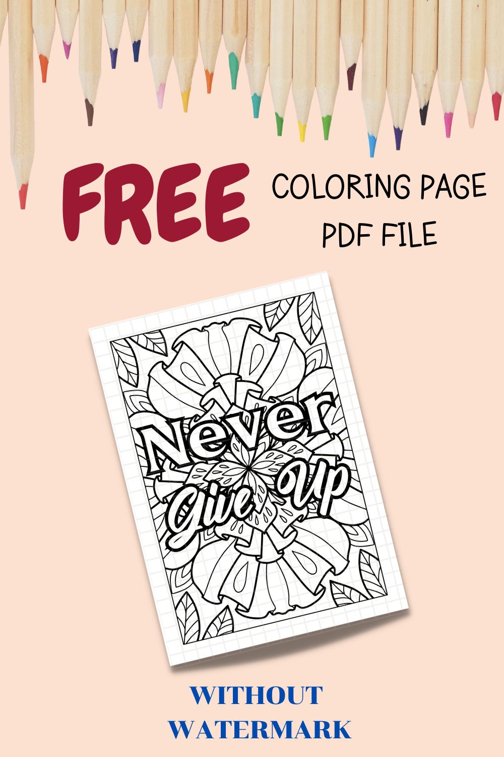 FREE MOTIVATION QUOTE COLORING PAGE pinterest preview image.