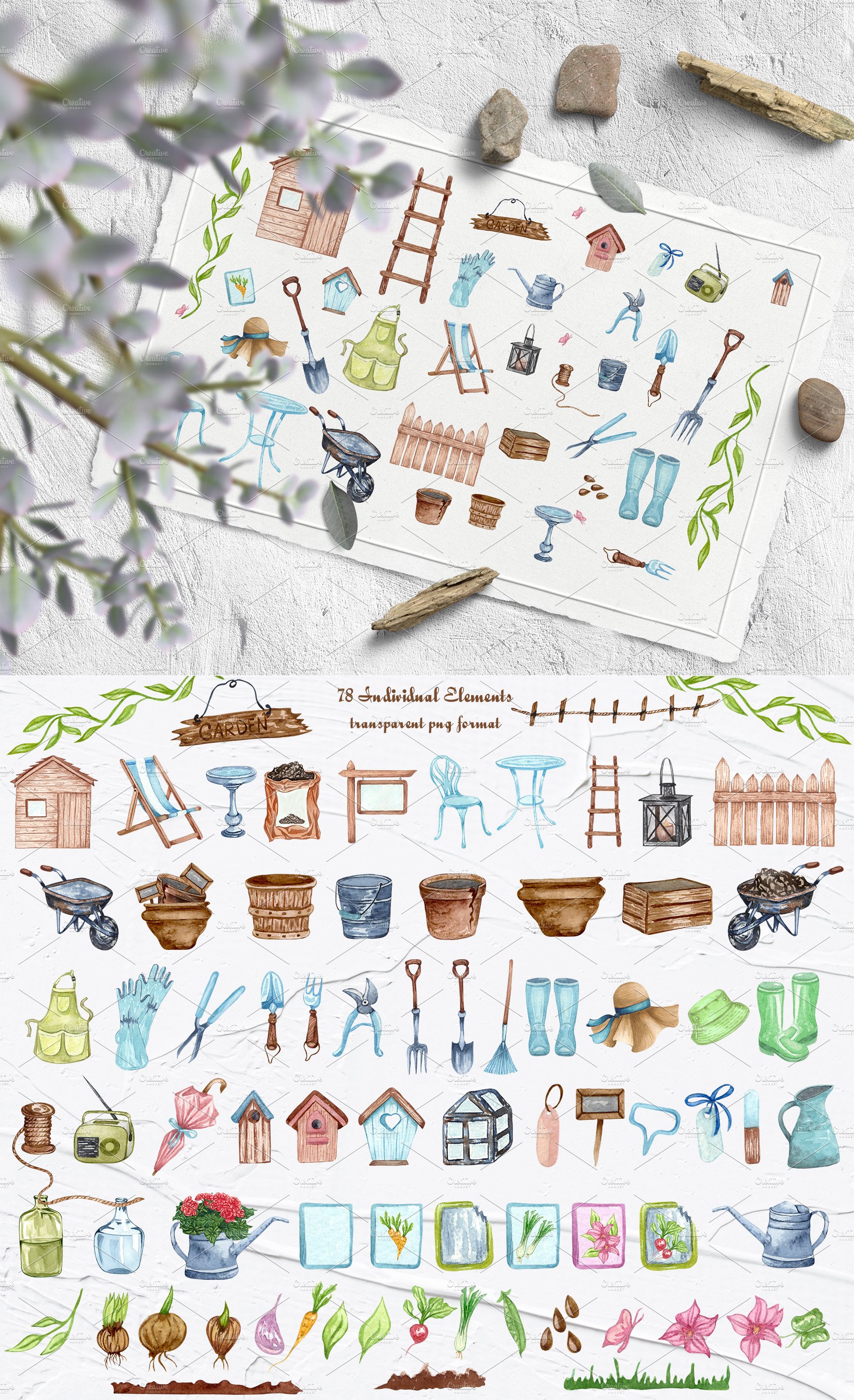 Gardening Watercolor Set preview image.