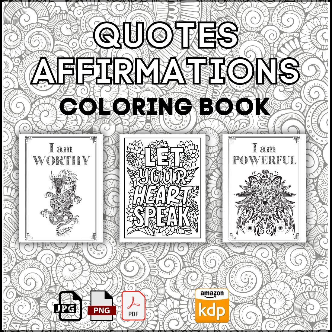 QUOTES AFFIRMATIONS ADULT COLORING PAGES preview image.