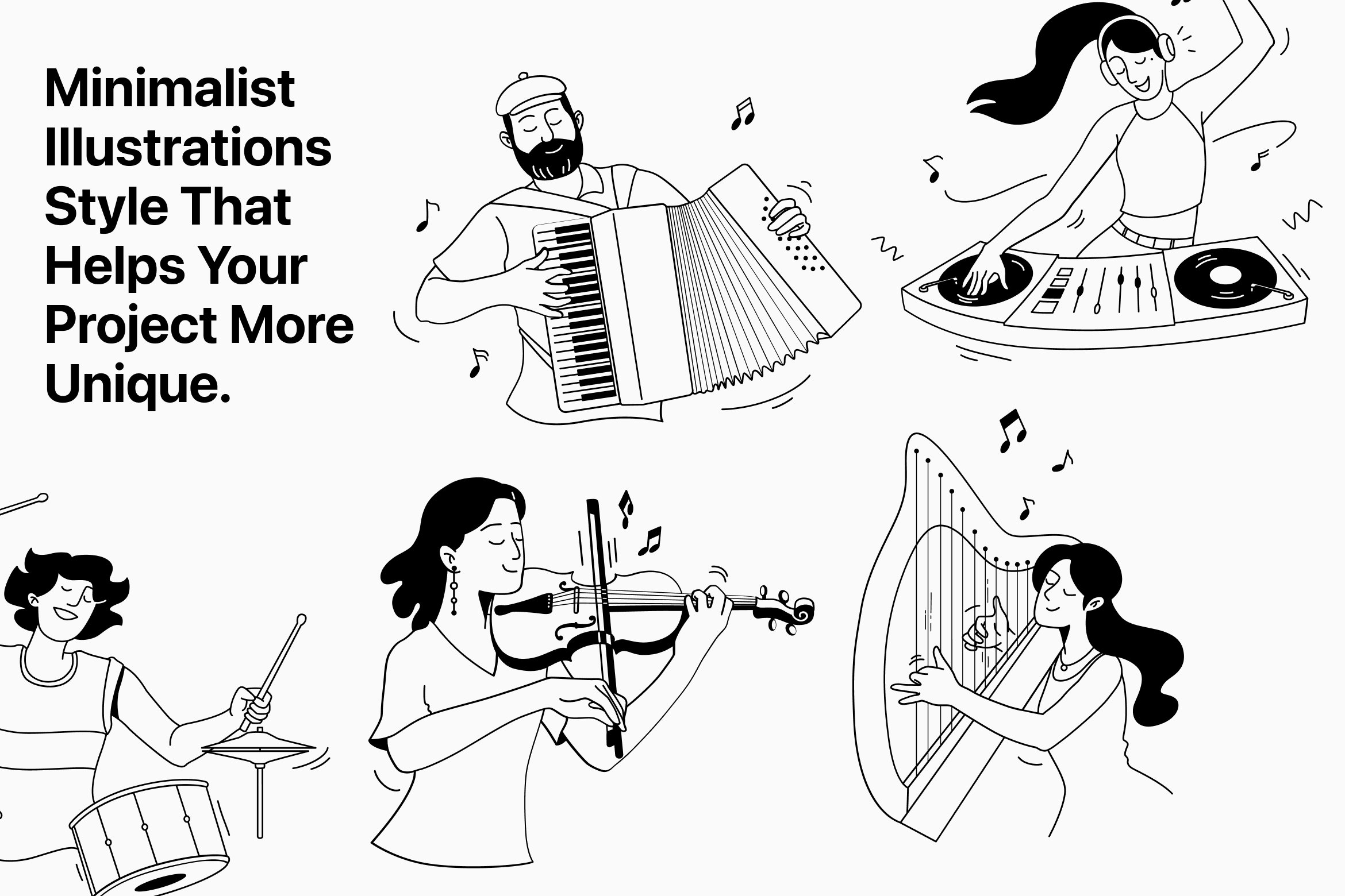 Minimalist Musician Illustrations preview image.