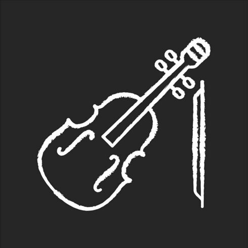 Violin chalk white icon cover image.