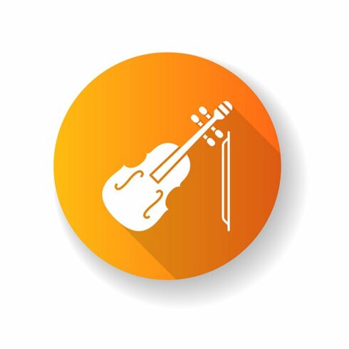 Violin orange flat glyph icon cover image.